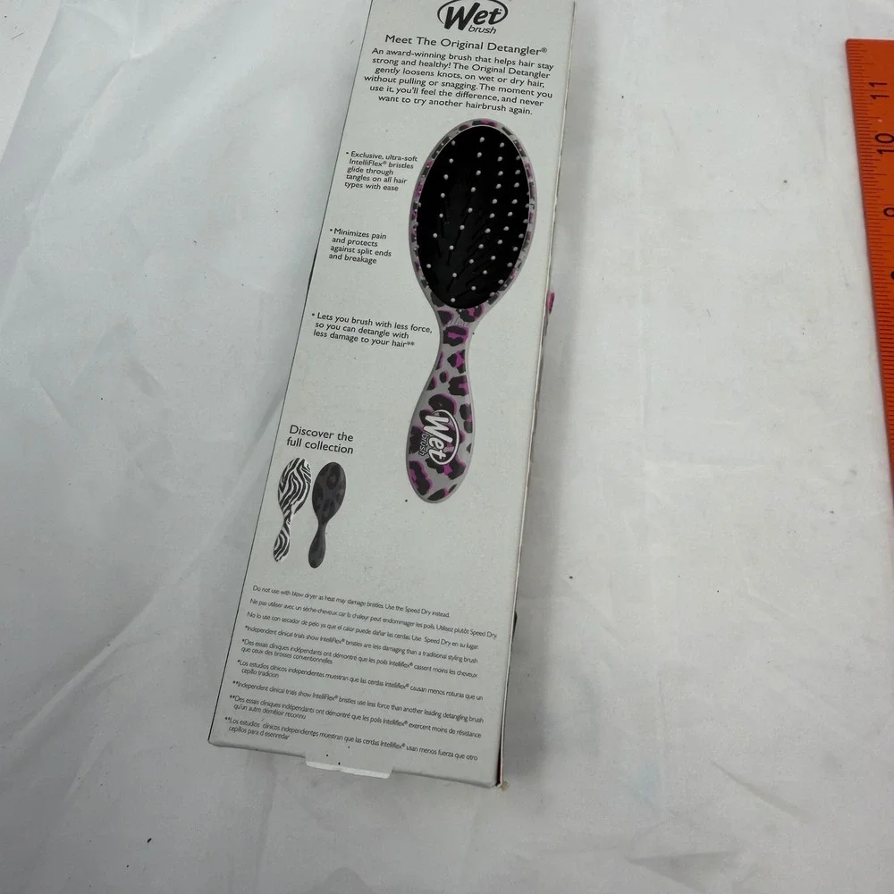 Wet Brush Original Detangler Hair Brush Purple Black Leopard Animal Print New